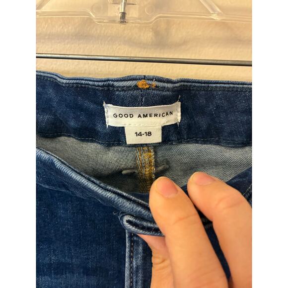 Good American Jeans Women's Sz 14-18 Blue Good Legs Crop Mini Boot Cut - Picture 3 of 8